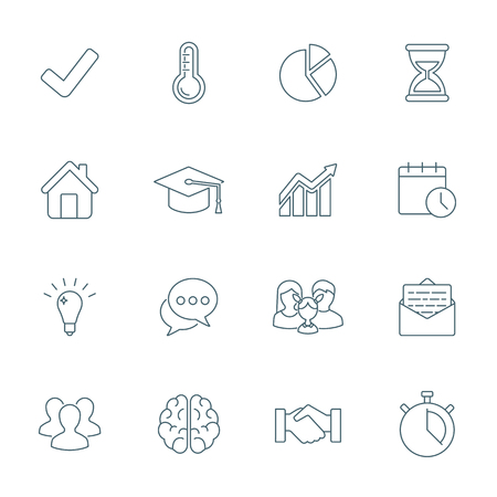 Business vector icons set, flat line style illustration.のイラスト素材