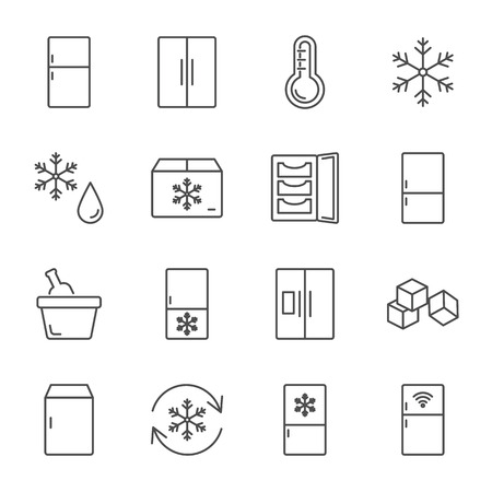 Refrigerator set of vector icons line styleのイラスト素材