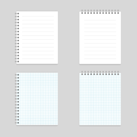 Blank realistic spiral lined and squared notebook mock-upsのイラスト素材
