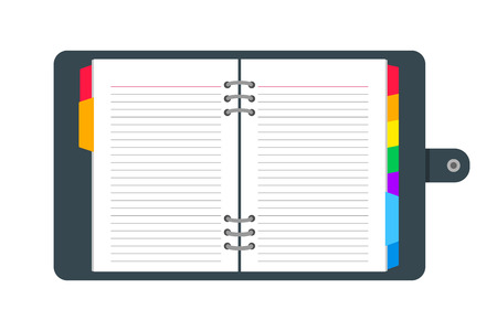 Open diary, journal, notebook organizer vector illustration.のイラスト素材