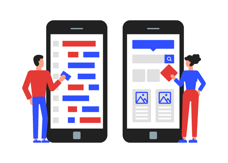 Mobile application development. Programming and UI/UX designのイラスト素材