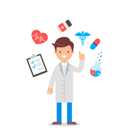 Vector illustration of a doctor, medicine and healthcare.のイラスト素材