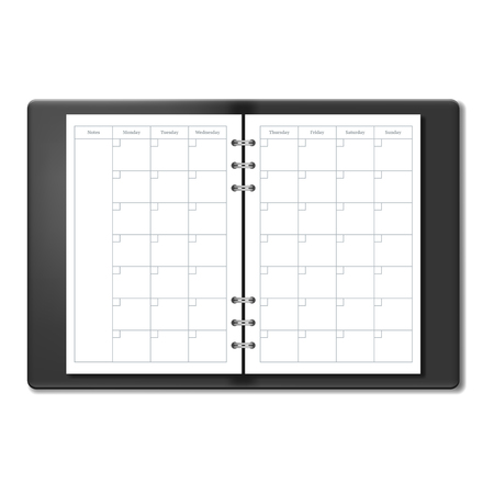 Weekly planner open realistic notebook with blank pages vector mockupのイラスト素材