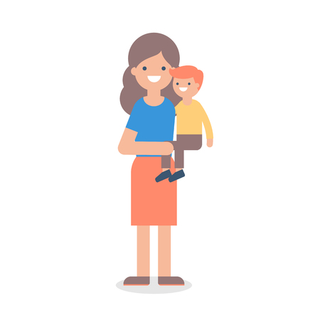 Vector illustration of a mother holding child in her armsのイラスト素材