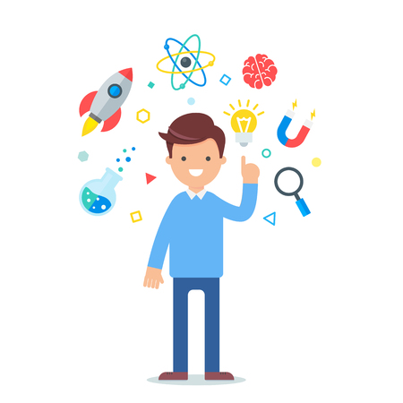 Vector illustration of a scientist, science and educationのイラスト素材