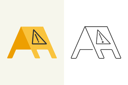 Caution sign flat and line style iconのイラスト素材