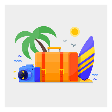 Summer holidays vacation vector illustration, flat styleのイラスト素材