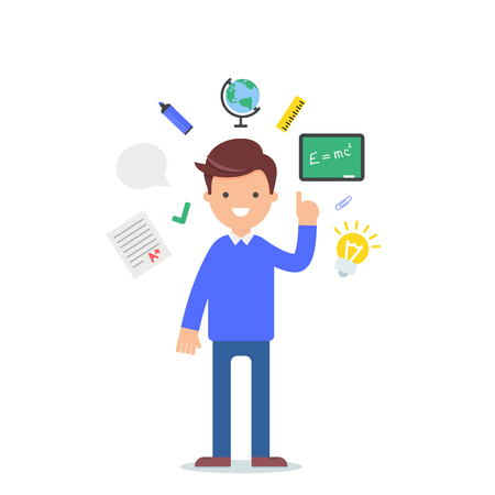 Teacher vector illustration, male character flat styleのイラスト素材
