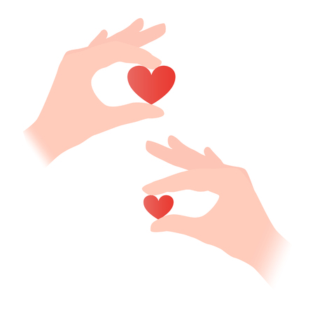 Hands with hearts vector illustrationのイラスト素材