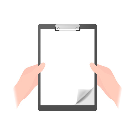 Vector illustration of hands holding a clipboard folderのイラスト素材