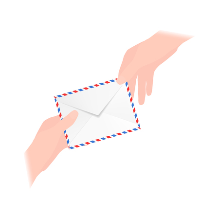 Vector illustration of one person giving an envelope to another personのイラスト素材