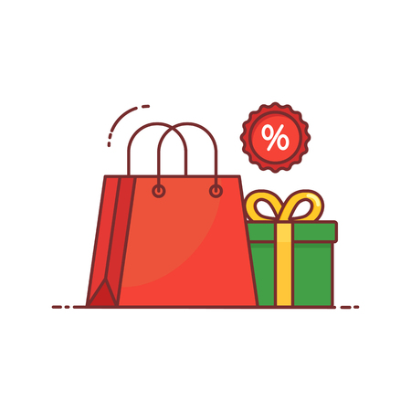 Shopping, sale illustration filled outline styleのイラスト素材