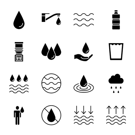 Water silhouettes icons set isolated on whiteのイラスト素材