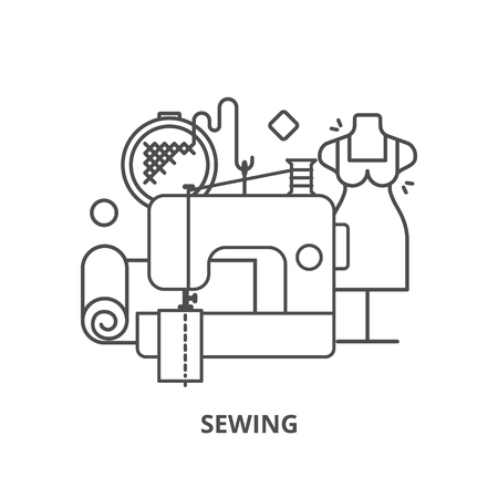 Sewing silhouettes icons set.のイラスト素材