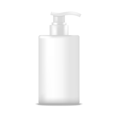 Cosmetic bottle of cream, shampoo, gel, lotion with dispenser pump. Mock up, cosmetic package.のイラスト素材