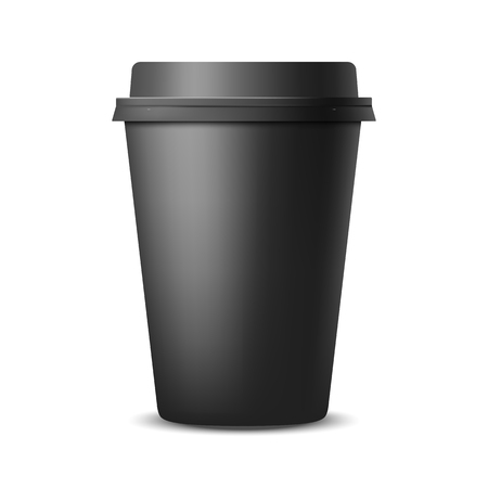 Blank realistic black coffee cup mockupのイラスト素材