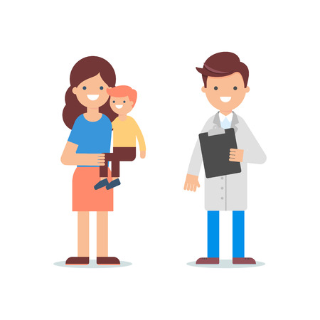 Doctor pediatric and mother with child vector illustrationのイラスト素材