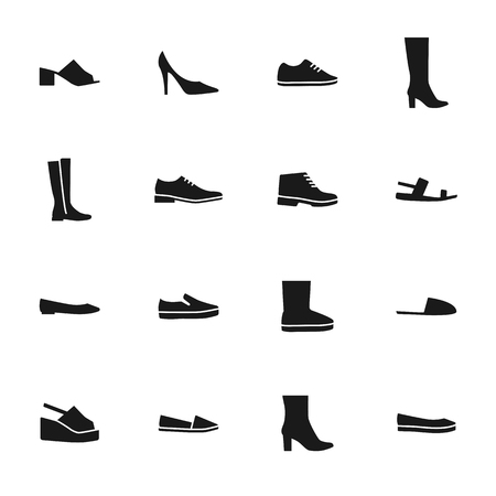 Shoes vector icons set silhouettesのイラスト素材