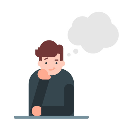 Thinking man with thought bubble vector illustrationのイラスト素材