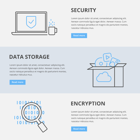 Vector web banners: security, data storage, encryptionのイラスト素材