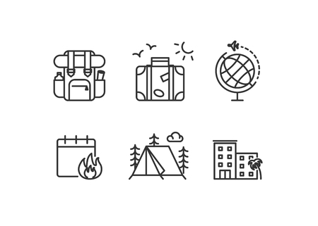 Travel set of vector icons outline styleのイラスト素材