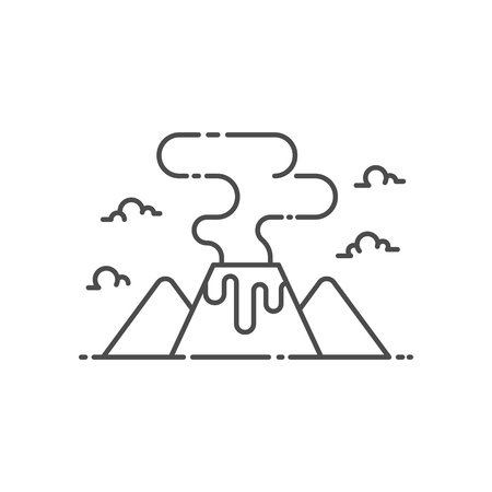 Volcano vector illustration outline styleのイラスト素材