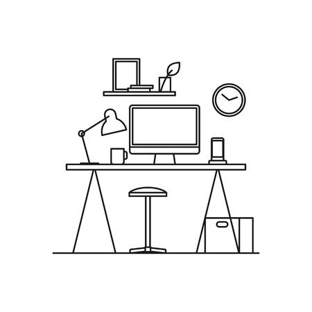 Workplace illustration outline styleのイラスト素材