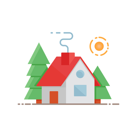 House in the forest vector illustrationの写真素材
