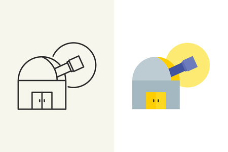 Observatory icon outline and flat styleのイラスト素材