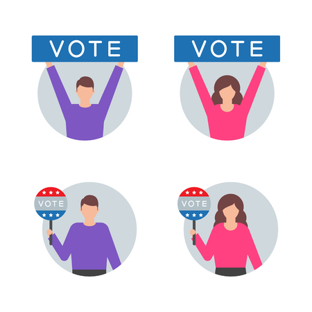 Vote, poll vector illustrations with characterのイラスト素材