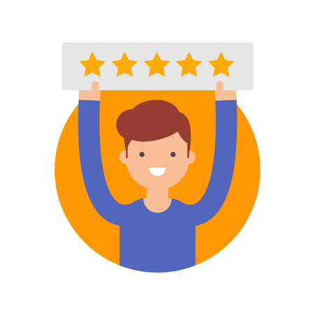 Man giving 5 star rating vector illustrationのイラスト素材