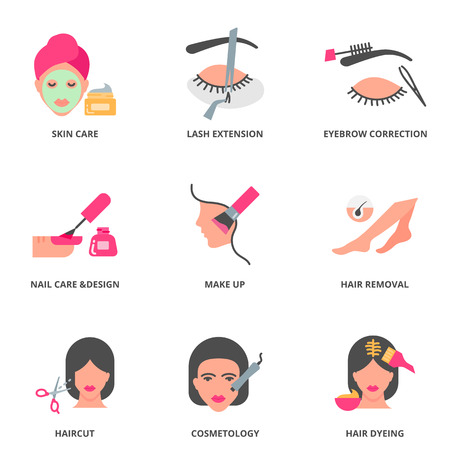 Beauty and cosmetology vector icons setのイラスト素材