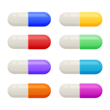 Colorful pills, vector illustrationのイラスト素材