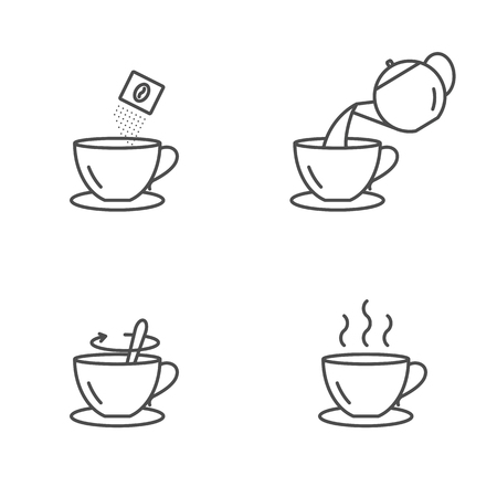 Instant coffee preparing icons, vector illustrationの写真素材