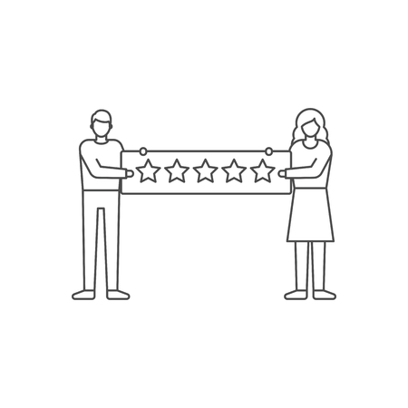 User reviews outline style, vector illustrationの写真素材