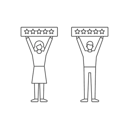 Man and woman giving five star rating, vector illustrationの写真素材