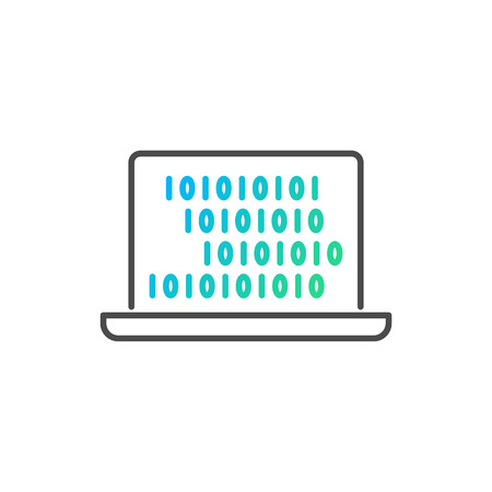 Binary code icon outline style, vector illustrationの写真素材