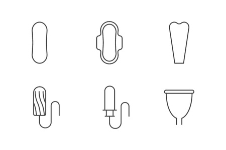 Feminine hygiene products iconsのイラスト素材