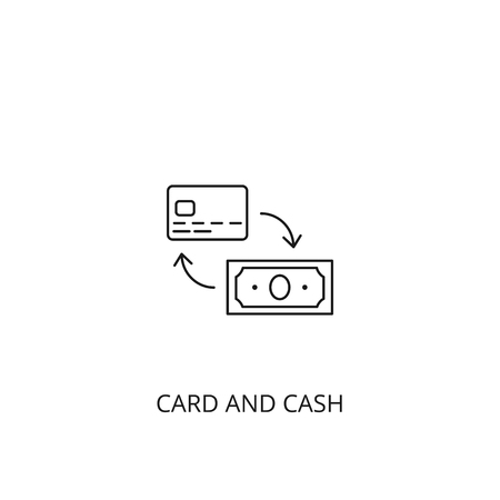 Bank card and cash vector icon, outline style, editable strokeのイラスト素材