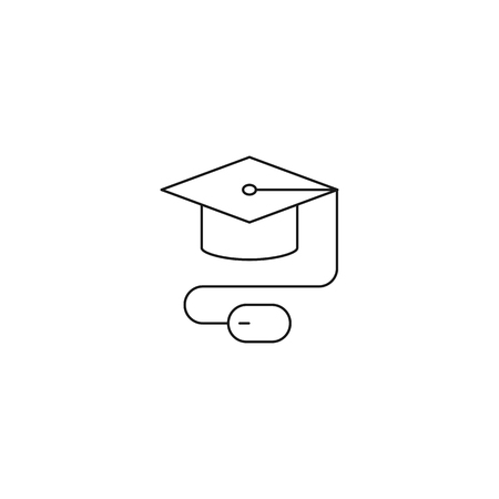E-learning, distant education vector icon, outline style, editable strokeのイラスト素材