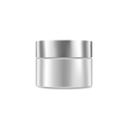 Mockup, cosmetic package, vector illustration of realistic container. White blank cream jarのイラスト素材