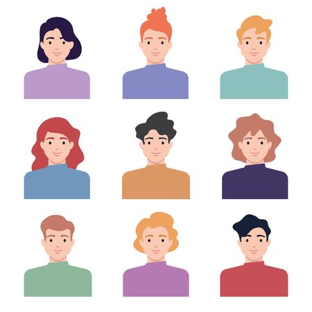 Avatars female and male character, user profileのイラスト素材