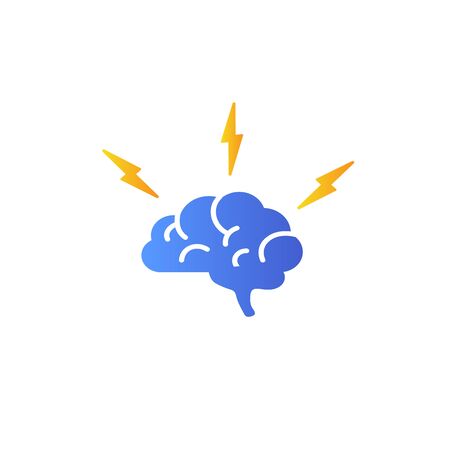 Brain with lightning, brainstorming vector icon vector iconのイラスト素材
