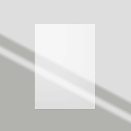 Window frame shadow mockup, natural lightening. Blank sheet of paper templateのイラスト素材