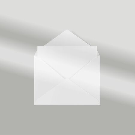 Window frame shadow mockup, natural lightening. Envelope with blank sheet of paperのイラスト素材