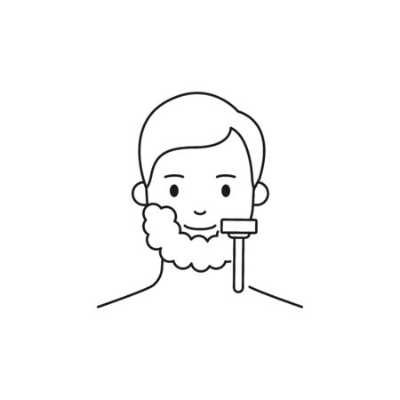 Man shaving his face vector iconのイラスト素材