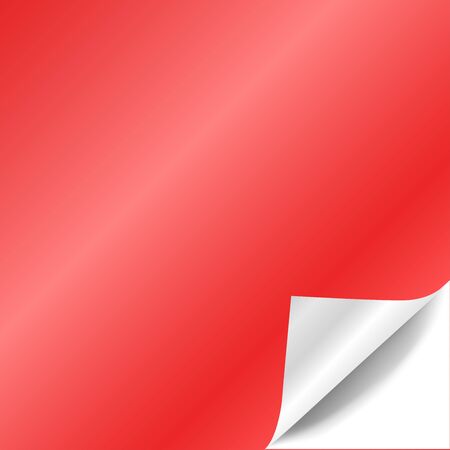 Red paper with curled corner mockupのイラスト素材