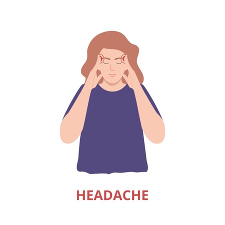 Symptoms of illness - headache vector illustration flat styleのイラスト素材