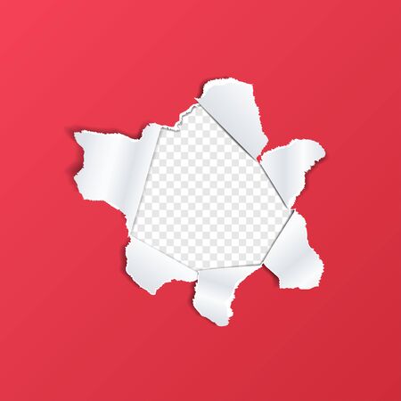Torn paper hole with ripped edges on a transparent background, realistic mockupのイラスト素材