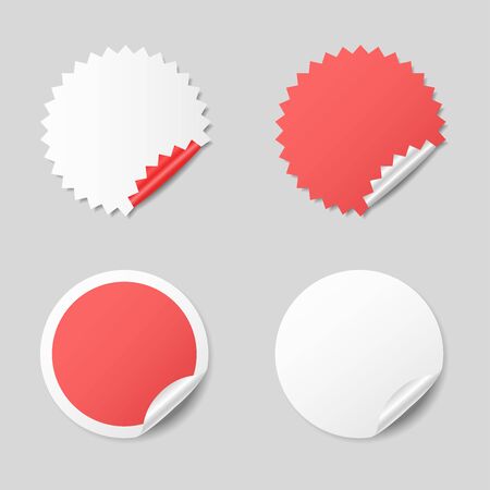 Blank stickers with curled corners, realistic mockupのイラスト素材
